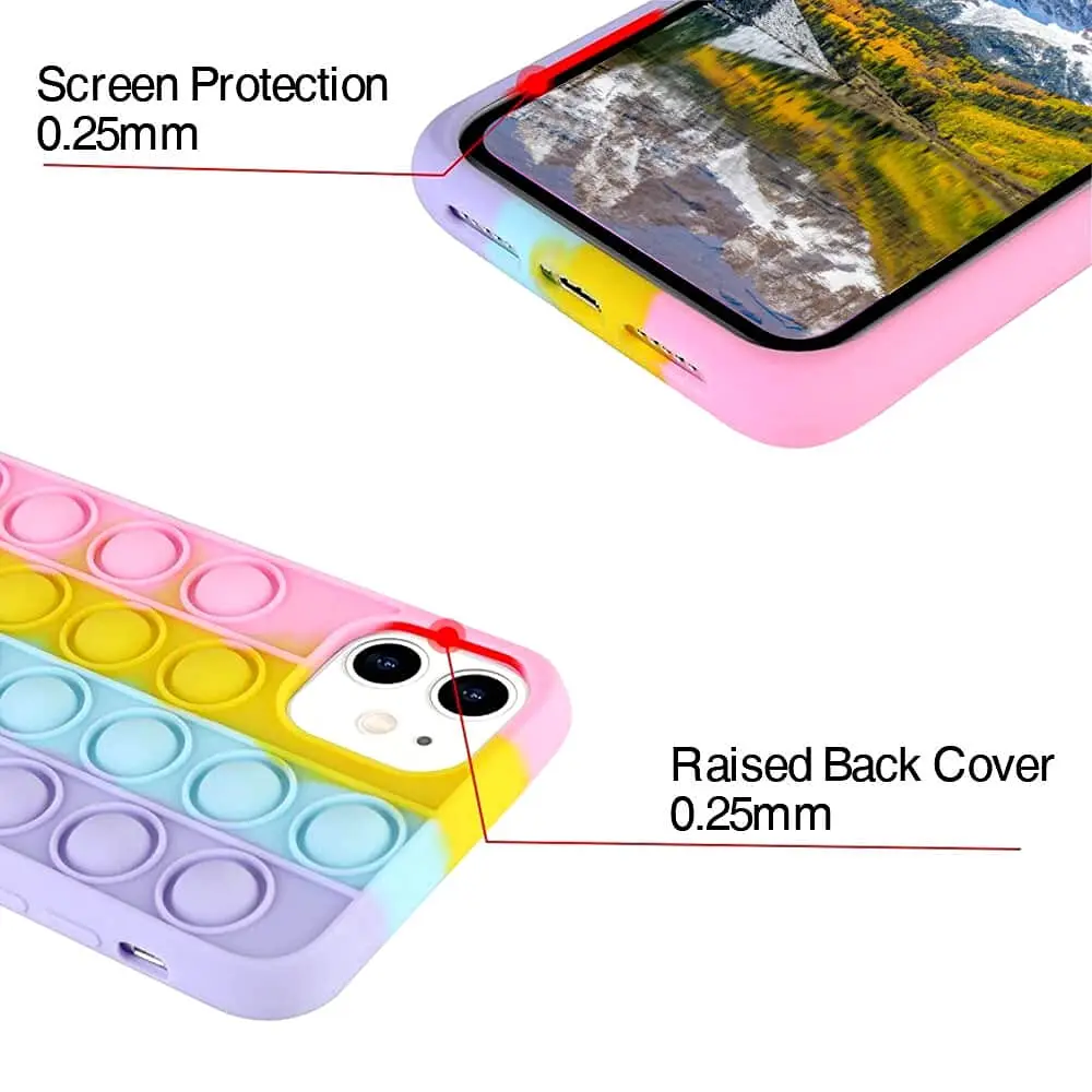 Factory Custom Pop It Phone Case Fidget Toys Silicone Protection Cover Case for iPhone8 7 6