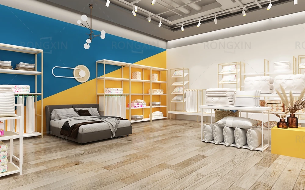 Customized Luxury Department Store Design Furniture Metal Gondola Shelves Household Shop Fitting Wooden Shopping Mall Rack