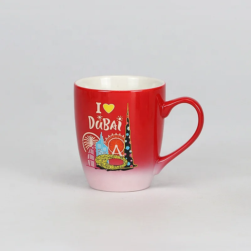 Set of Four New Design High-Quality Dubai Blue, Green Purple Porcelain Drum Coffee Cups Premium Customizable Ceramic Mugs