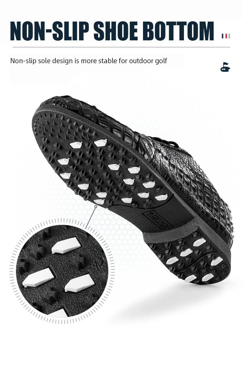 Luxury Casual Custom Spike Sport Shoes Crocodile Leather Golf Shoes For Men Leather Breathable Waterproof Antiskid Golf Shoes