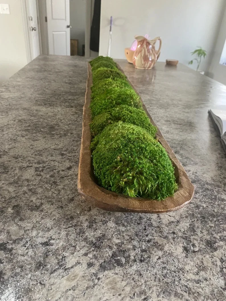 Moss Dough Bowl Table Centerpiece Preserved Moss