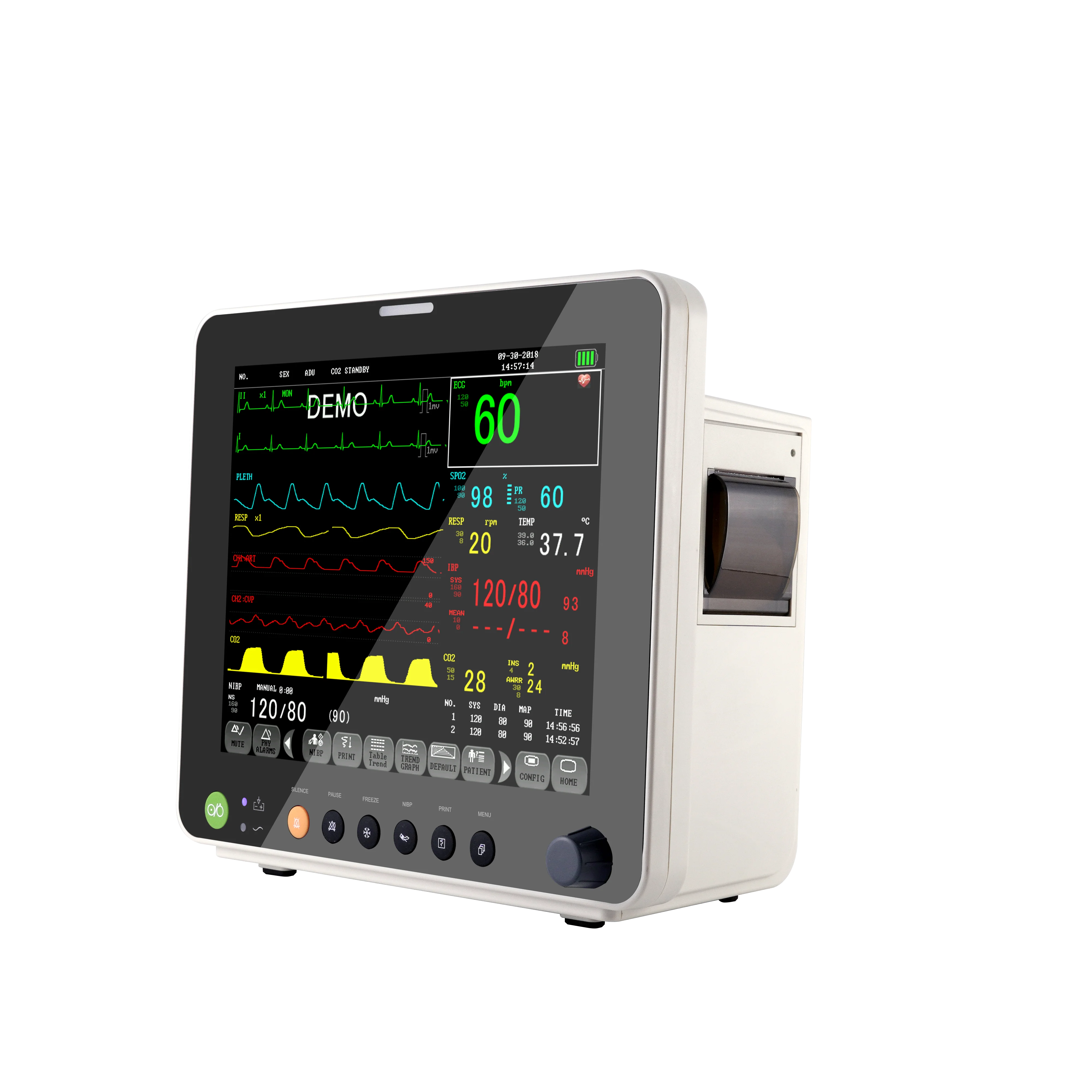 12.1 Inch TFT-LCD Display Screen Vet Patient Monitor For Veterinary Animal 4400mAh Veterinary Etco2 Monitor Veterinary Monitor