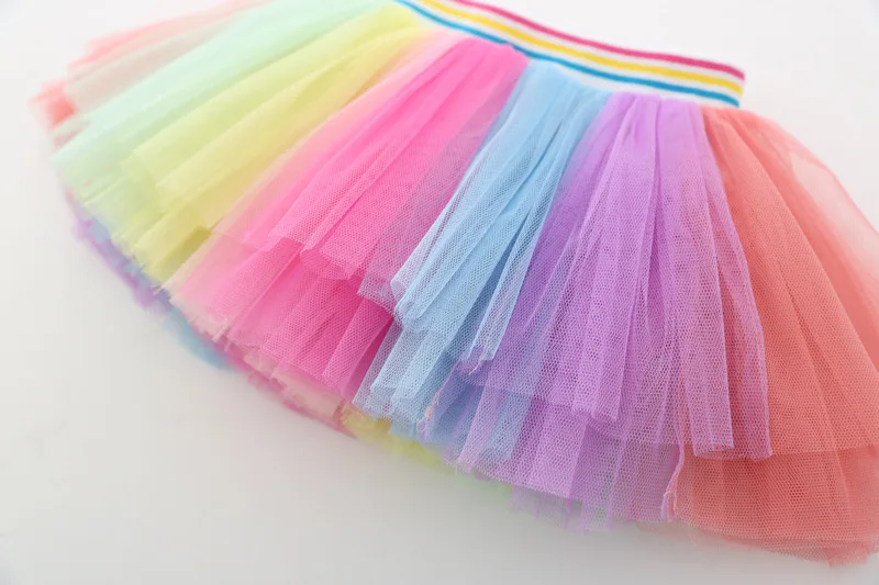 Girls rainbow tutu skirt designed tulle skirt for kids Birthday wedding party clothes costume Skirt