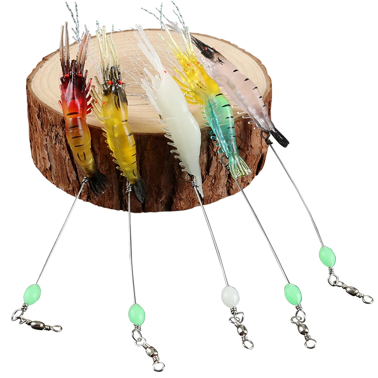 Latest Design Super Attracting Fish Artificial Soft Shrimp Fishing Lure Squid Jigs Wood Shrimp Squid Bait