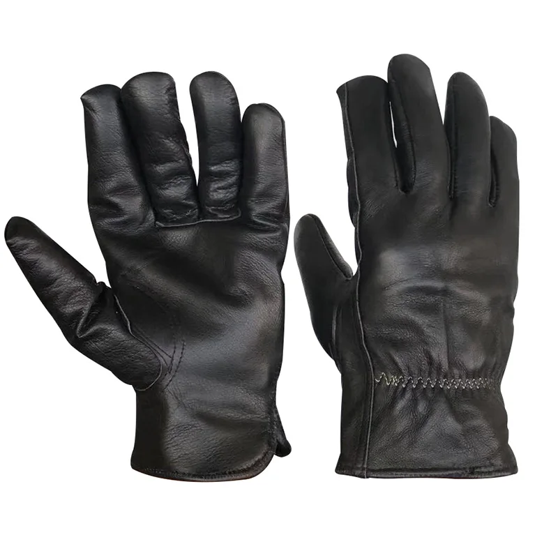 Sheepskin Fashion Driving Black Leather Outdoor Leather Driving Winter fur lined leather mittens
