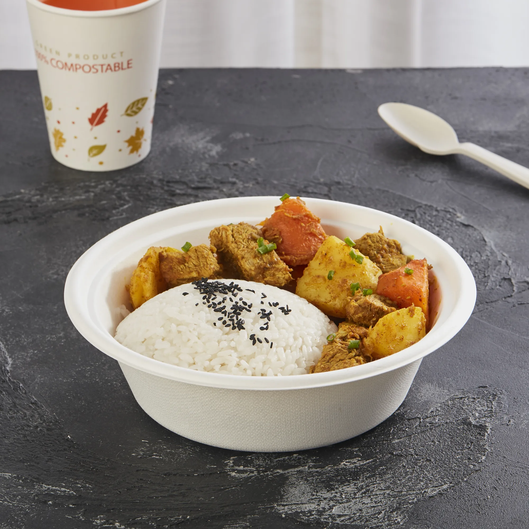 Biodegradable single use Bagasse 32oz Noodle Bowl 24oz Microwave Paper Bowl