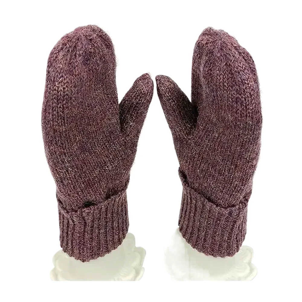 ECO Kids Knit Two Fingers Lined Baby Gloves Friendly Woven Embroidered Newborn Woollen Mitten Customized Plain BSCI Winter