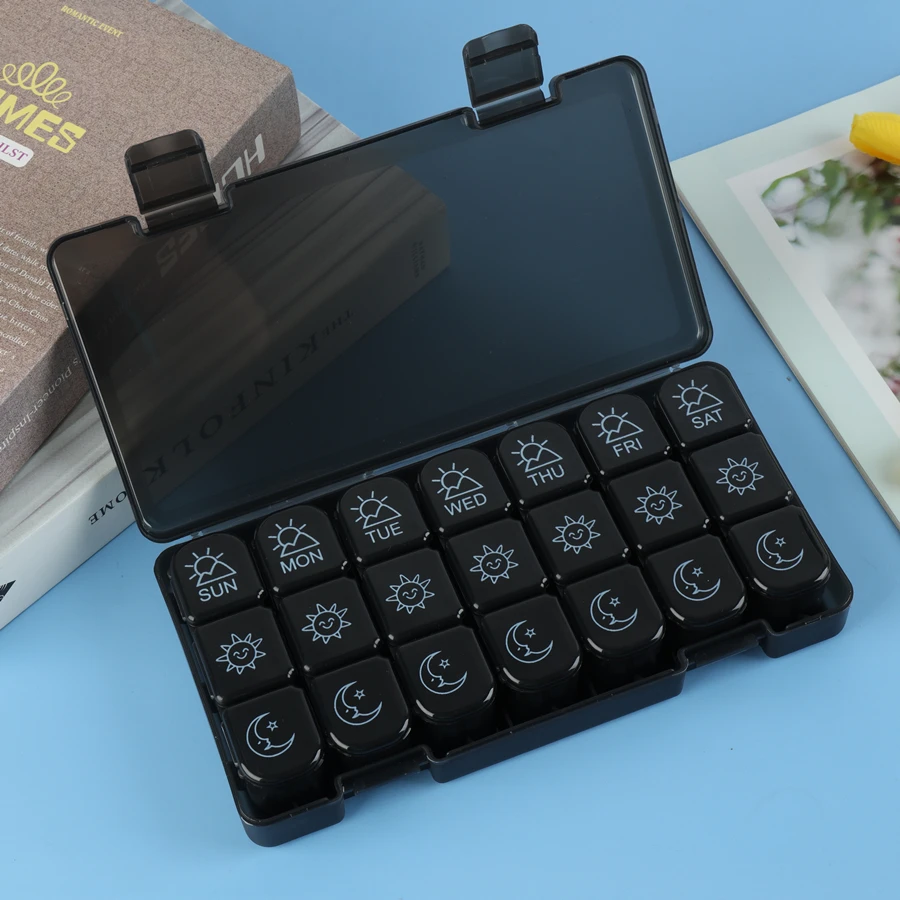 Custom Logo Portable Pill Storage Case Weekly Pill Box 7 Days Large Travel Medicine Organizer