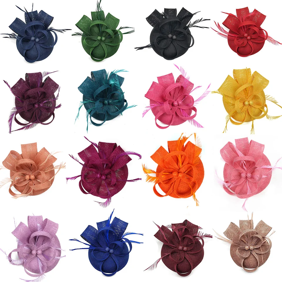 Sinamay Bride Headband Perfect Gauze Wedding Hat Unique Derby Hat Fashion Church Hats Feather Headdress Fascinators for Women