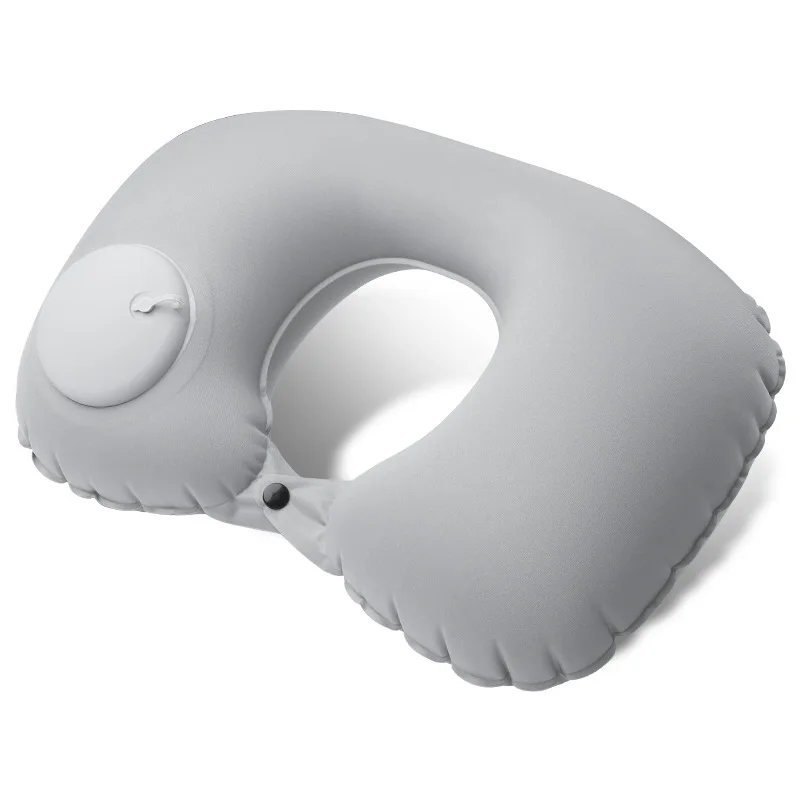 Wholesale push inflatable U-shaped pillow lightweight portable foldable outdoor airplane car travel neck pillow