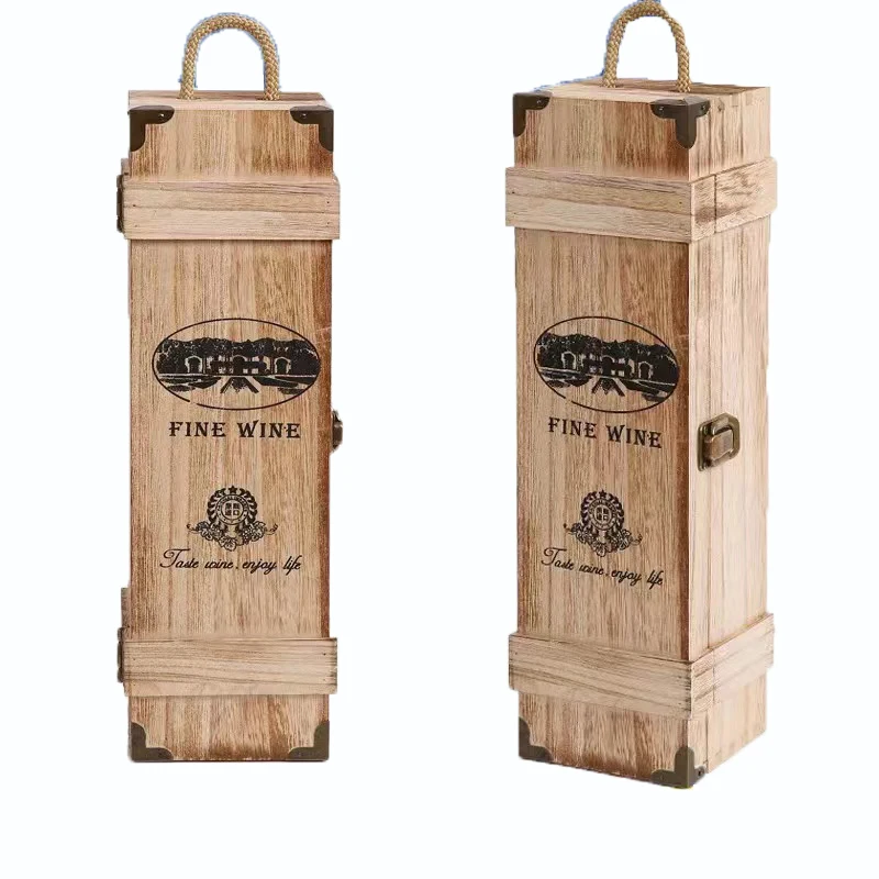 Most popular Single Wine Bottle Wooden Storage Boxes Gift Packaging Tools Bamboo Wooden Wine Box
