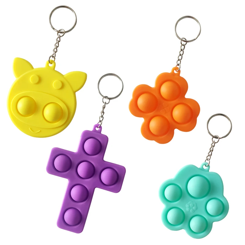 2021 new hotsale Cross silicone keychain push bubble simple  fidget sensory toys stress relieving toy