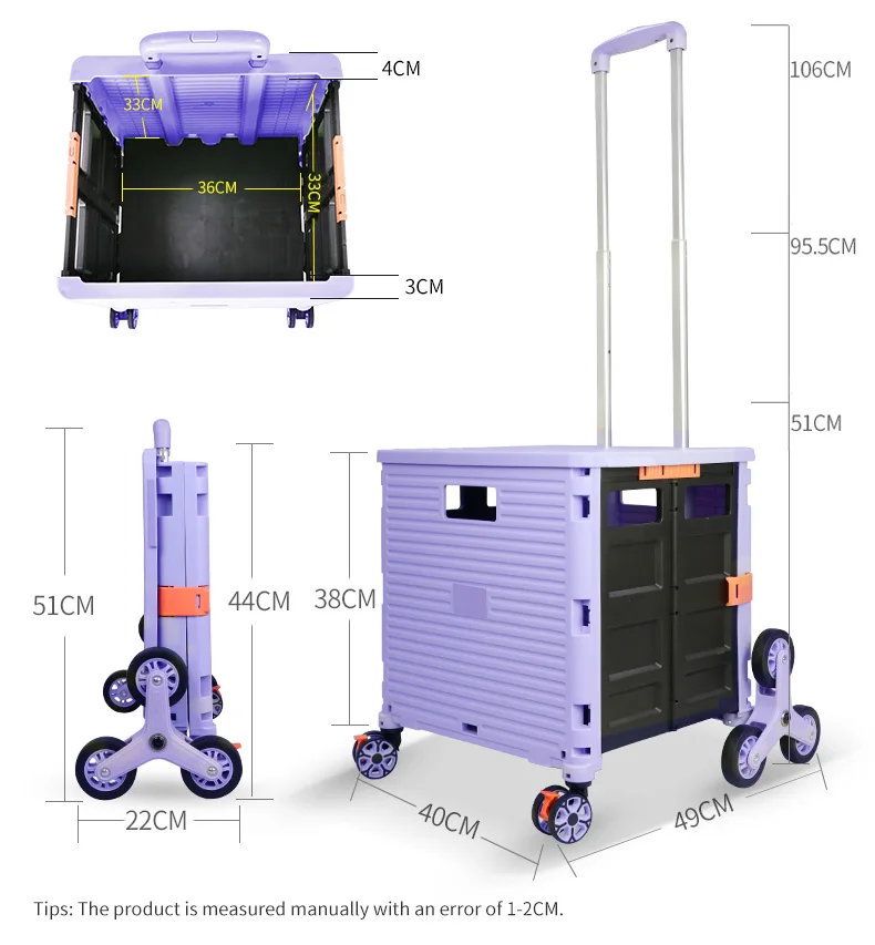 Baoyu Foldable Cart Trolley Gardening Carts Box Trolley Collapsible Rolling Cart