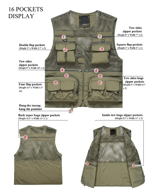 Summer Lightweight Tactical Mesh Vest Men Quick Dry Multi Pockets Fish Hunt Vest Army Shoot Waistcoat