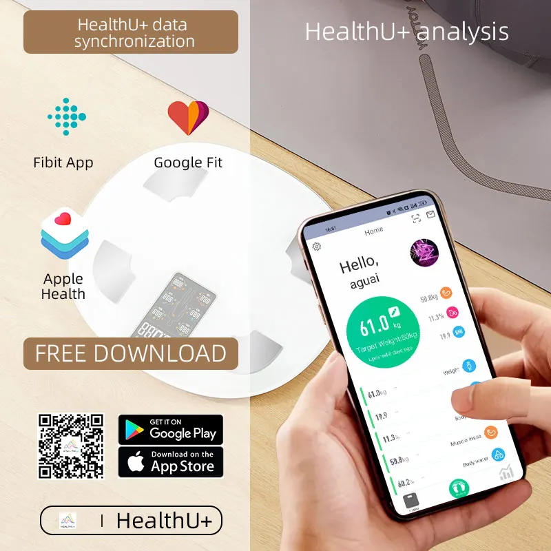 Oem Body Composition Monitor Health Analyzer 180kg 400lb Bluetooth Body Fat Scale Smart Digital Bathroom Scale