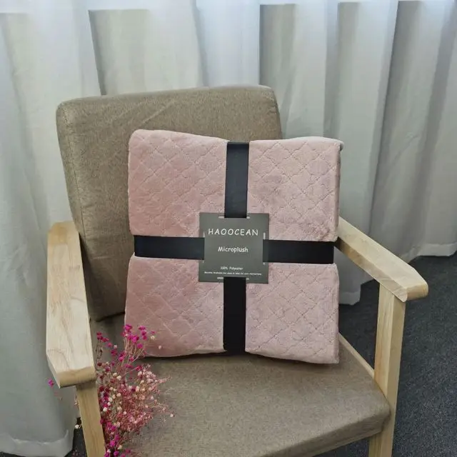 Plum blossom lattice embroidery logo air conditioning blanket office nap sofa cover blanket flannel blanket