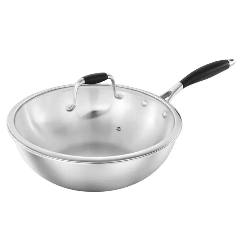 
 Вок с антипригарной ручкой и стеклянной крышкой, 32/34 см  