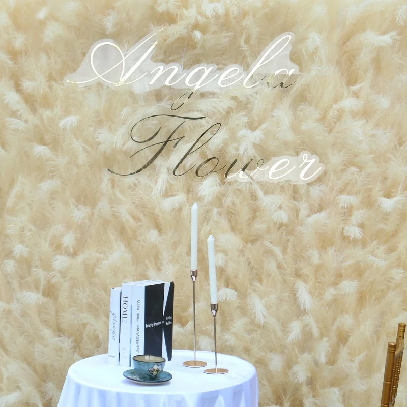 5D Reed Pampas Grass Cloth Roll Up Artificial Flower Wall Curtain Hang Plants Wall Wedding Backdrop Decor Event Party Props