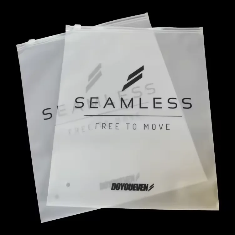 High Quality Plastic Custom Logo Clear Transparent Frosted PVC Zipper Poly Bag With Zip Lock For Clothing