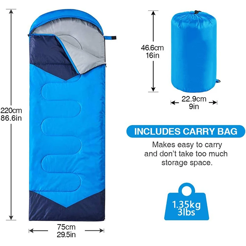 Lightweight 3 Season 10~20 Degrees Sleeping Bag Waterproof Sleeping For Adults Kids