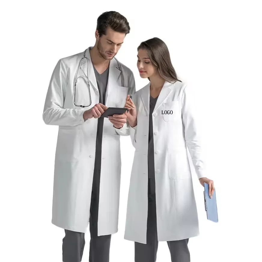 AQTQ Wholesale Professional Unisex Doctor Overalls Suit Nurse Scrub Medical Lab Coats White