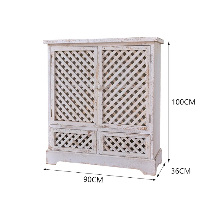 INNOVAHOME manufacturers supply bedroom living room rustic unique handmade white solid wood storage side cabinet