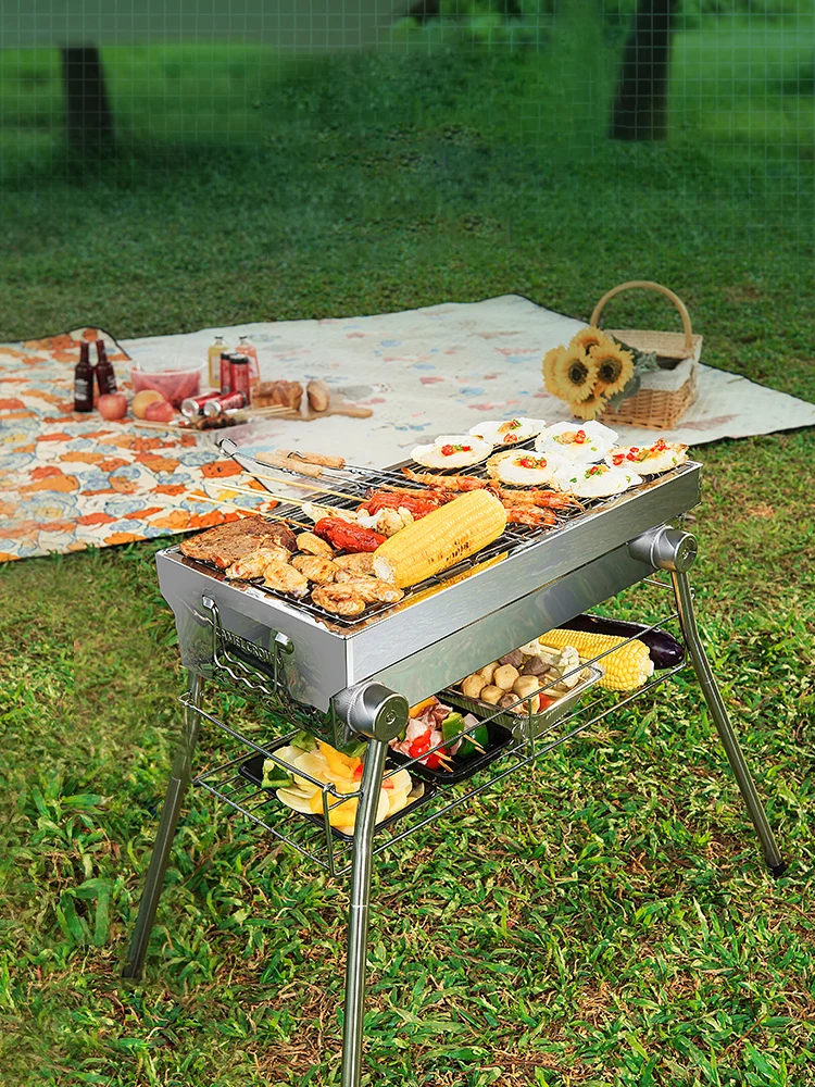 Уличная Портативная Складная печь для барбекю Camel гриль из нержавеющей стали с древесным углем кемпинга