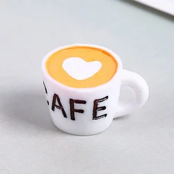 Dropshipping small mini plastic Resin heart miniature coffee cup mug charm