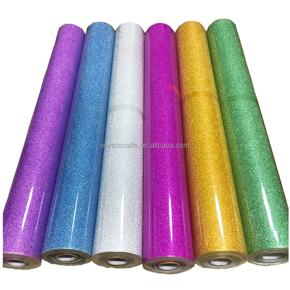 High quality adhesive glitter film roll colorful shining self adhesive glitter vinyl for custom stickers Online shopping