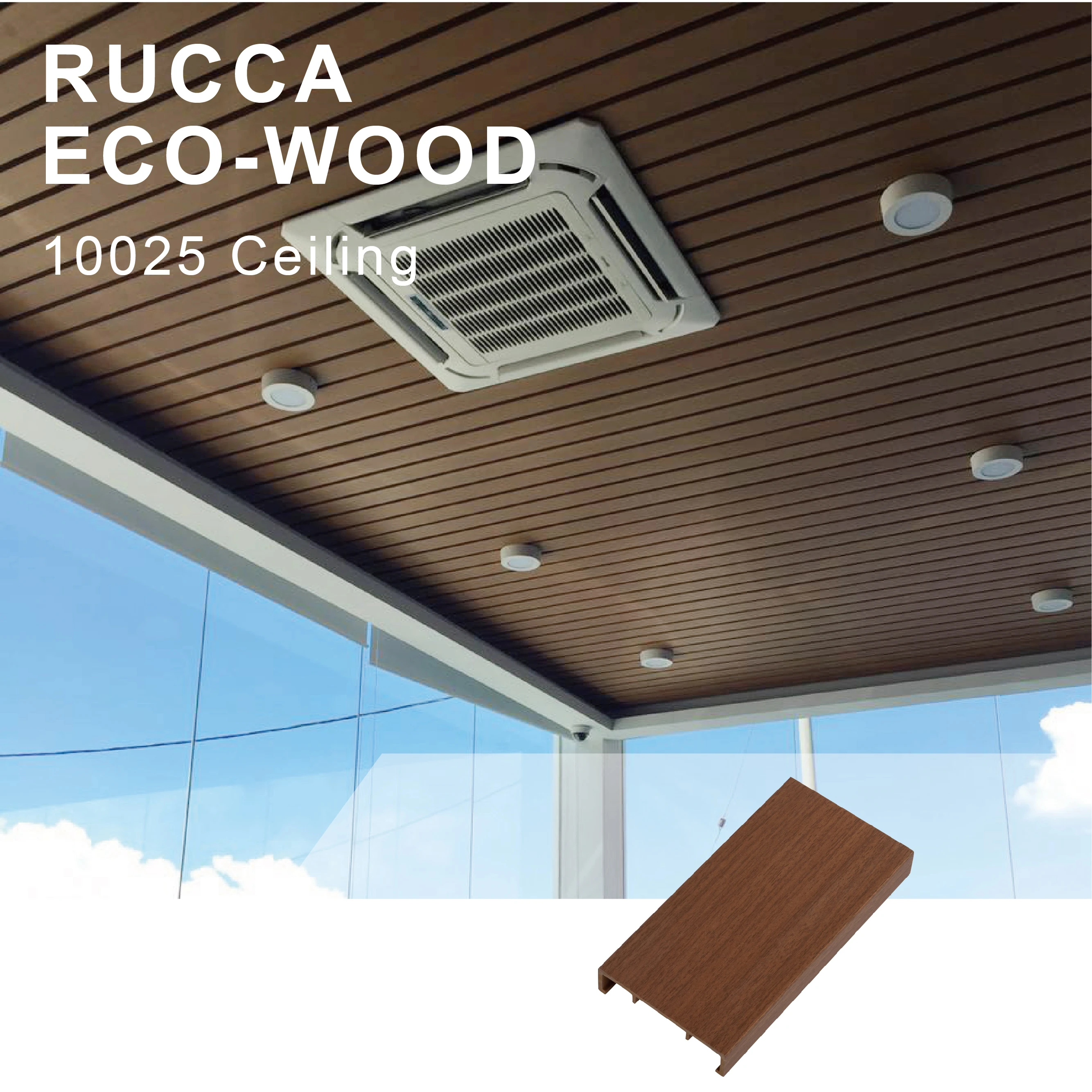 Foshan Rucca WPC Composite Ceiling Design,Inflaming Retarding ,Waterproof Suspended Ceiling For Residential 100x25mm