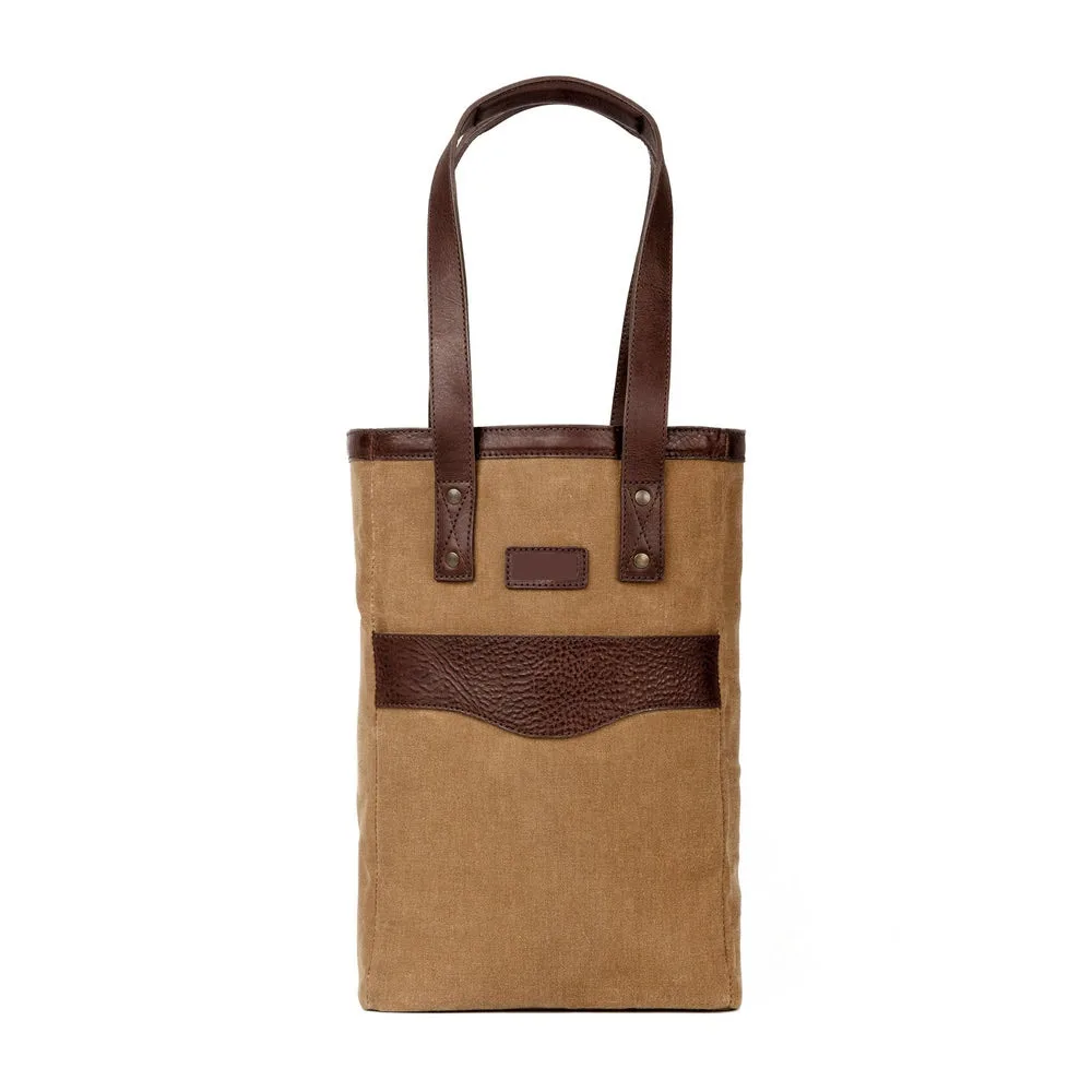 Vintage wine tote bag waxed canvas bottle bag picnic wine gift bag