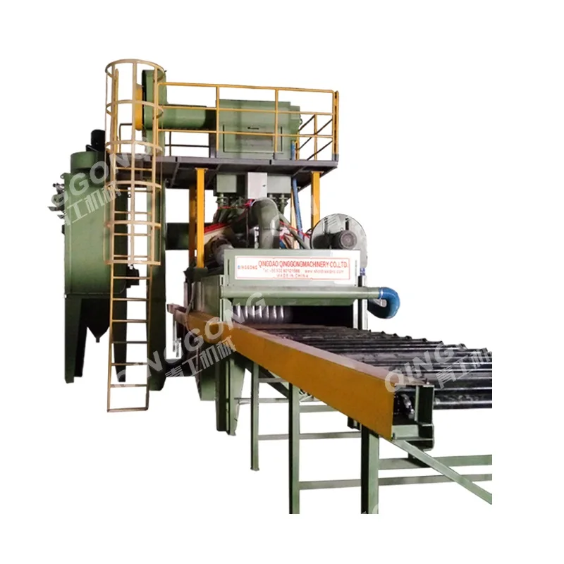 hight efficiency abrator surface cleaning  steel plate wheel turbine derusting equipment roller conveyor shot blasting machine