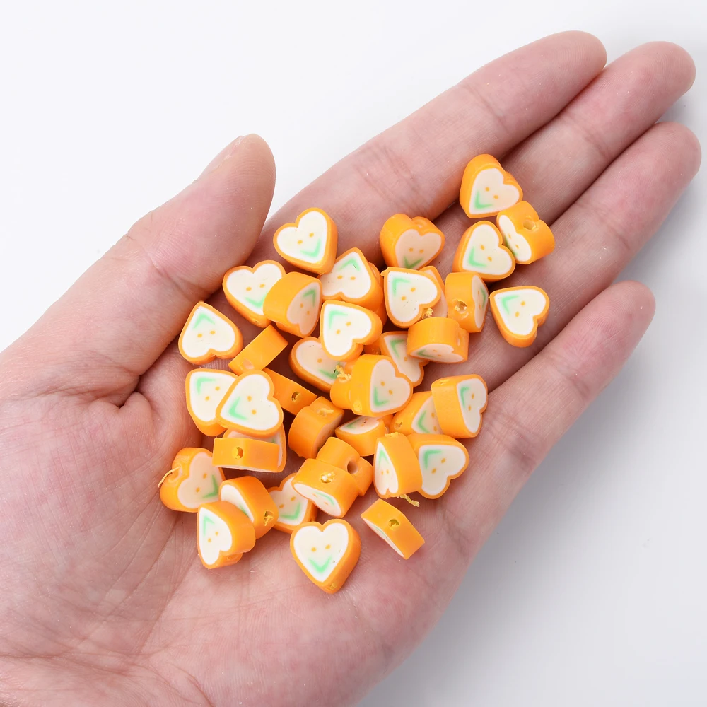 50Pcs Love Heart Clay Beads Smiley Face Polymer Clay Beads Spacer Jewelry Beads For Making DIY Earring Necklace Bracelet