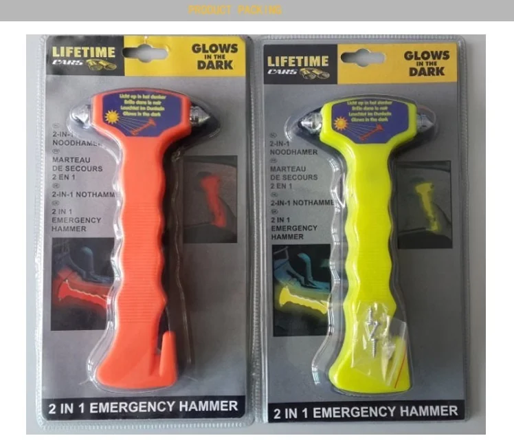 Car window breaker Seat belt cutter with noctilucence Emergency hammer
