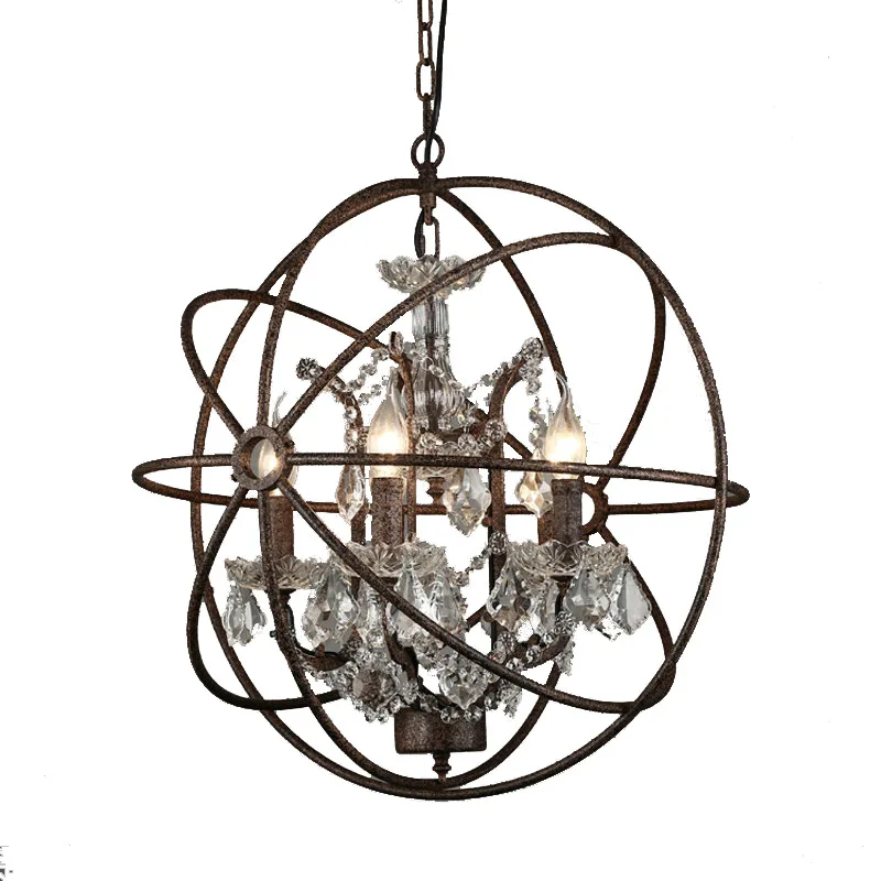 New American Retro Iron Crystal Living Room Dining Room Bedroom Clothing Store Bar Counter Hotel Decorative Chandelier
