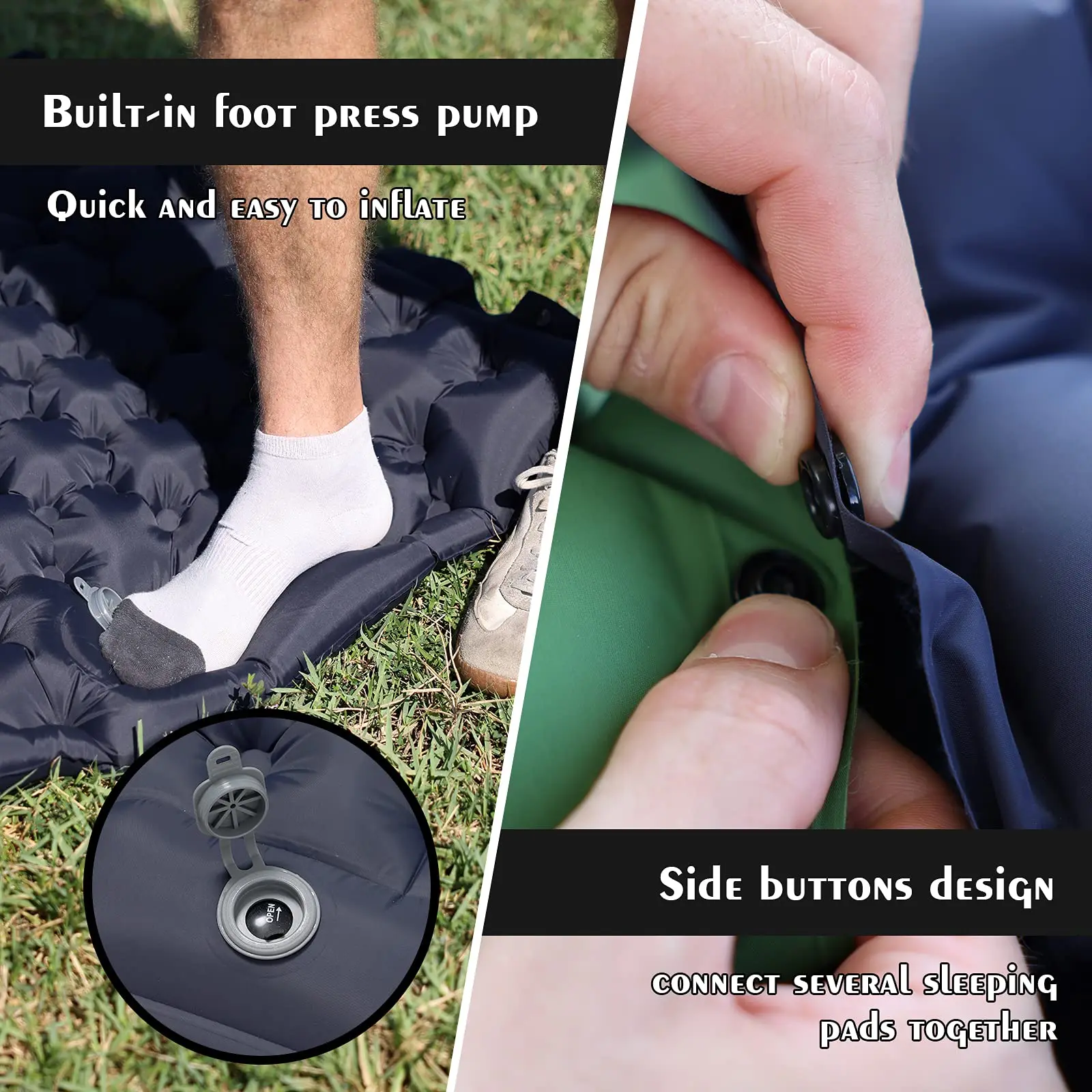 Outdoor Inflatable Sleeping Camping Pad Folding Ultralight Sleeping Mat Self-Inflatable Waterproof Portable Compact Air Mattress