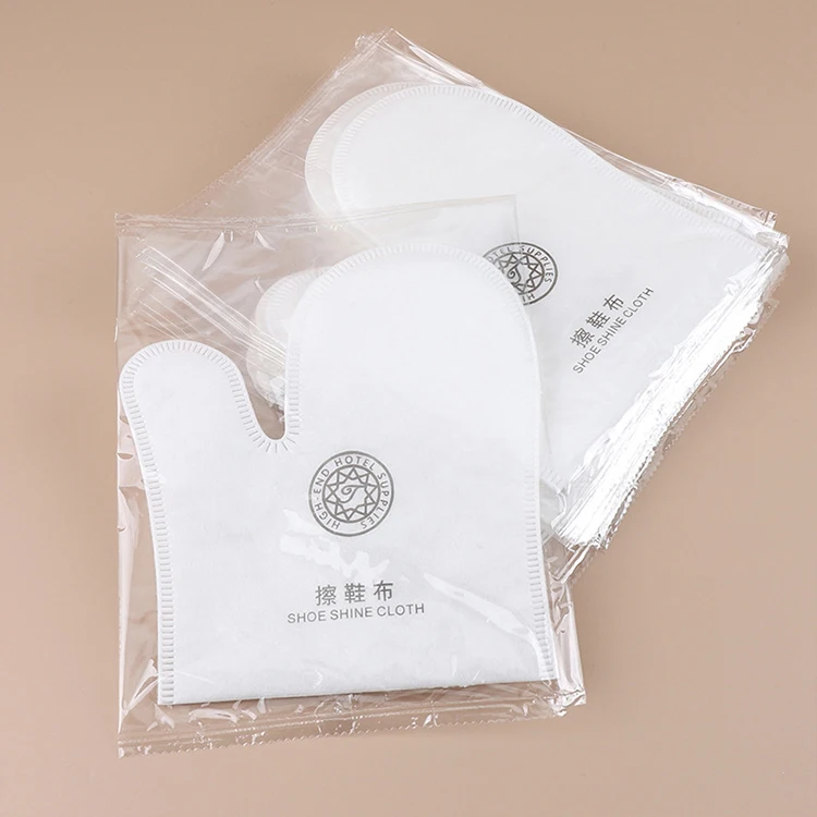 UG Disposable Wholesale Hotel Supplies Custom Shoe Shine Cloth White Hotel Shoe Mitt
