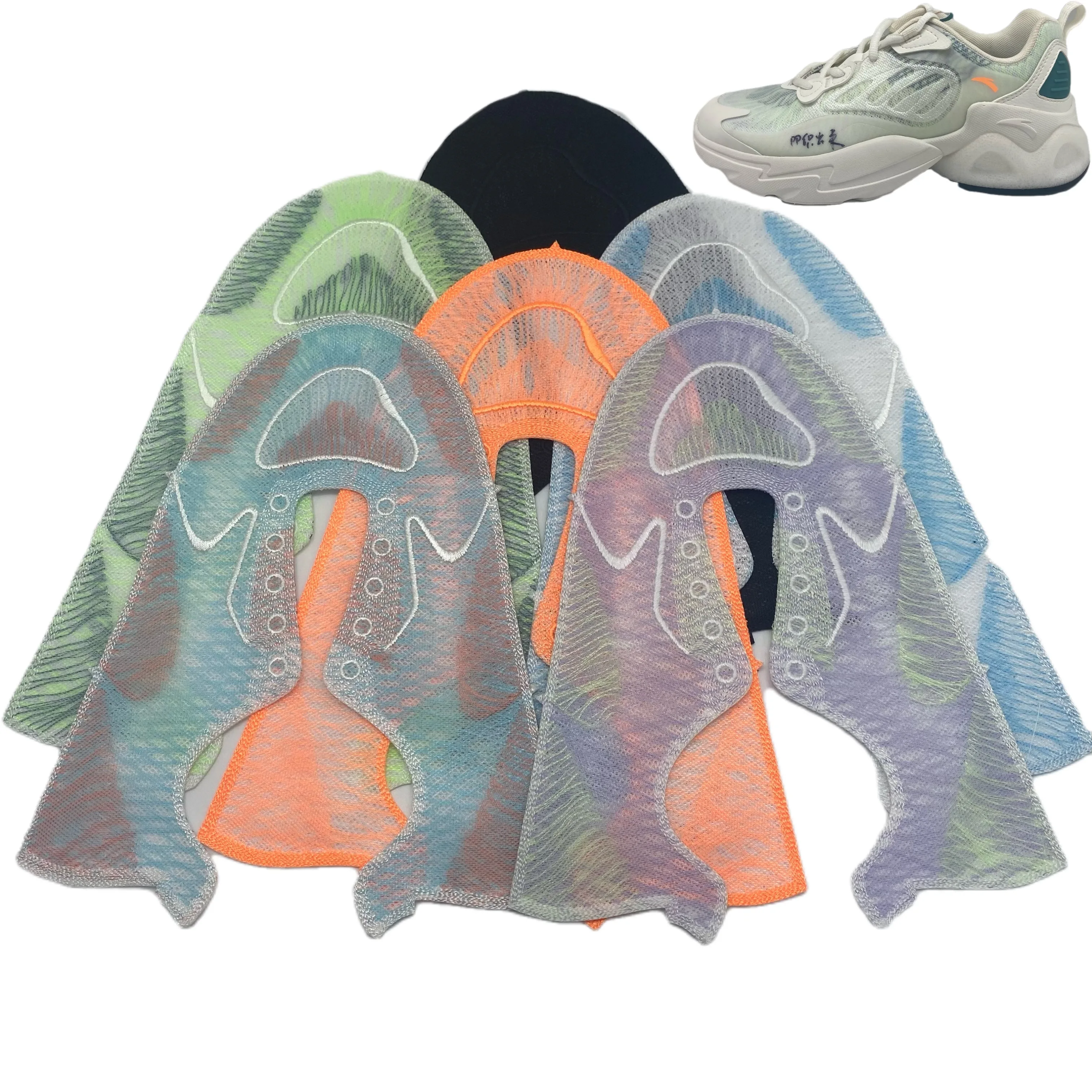 breathable special embroidery casual running sport polyester custom semi finished eco friendly recycld shoes upper