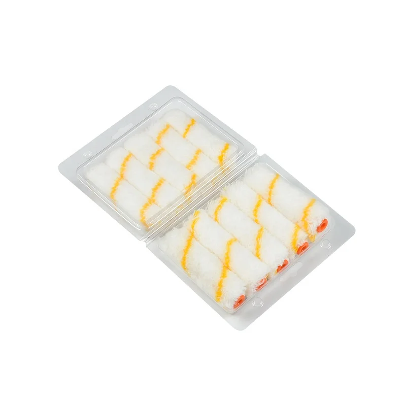 Mini 4 inch Paint Roller Refill with yellow line Acrylic and polyester mixed