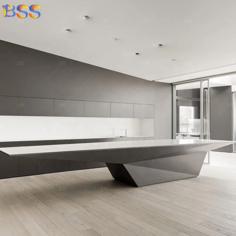 2023 New Design Fashion 12 Seats Grey Concrete Artificial Quartz Modern Office Contemporary Conference Table