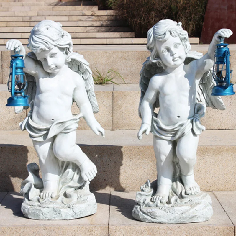 life sized marble Figure Stone statues sculpture For Garden Angel  Sculpture Lamps Art Artificial Stone Garden Landscape Statue