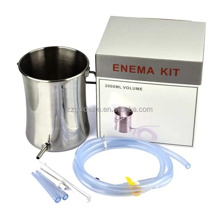 2L Waist type enema bag bucket stainless steel enema kit