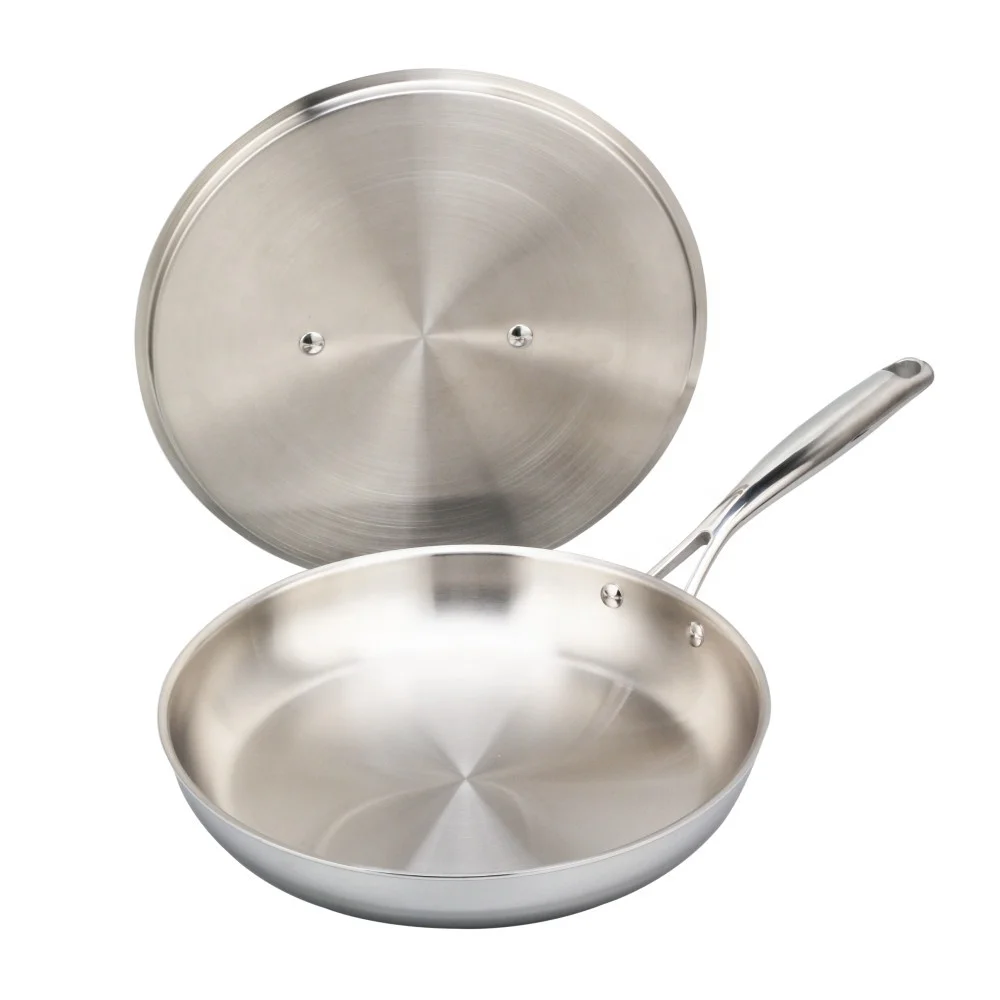 Stainless Steel Tri-ply Cookware, 12-Inch Fry Pan with Lid