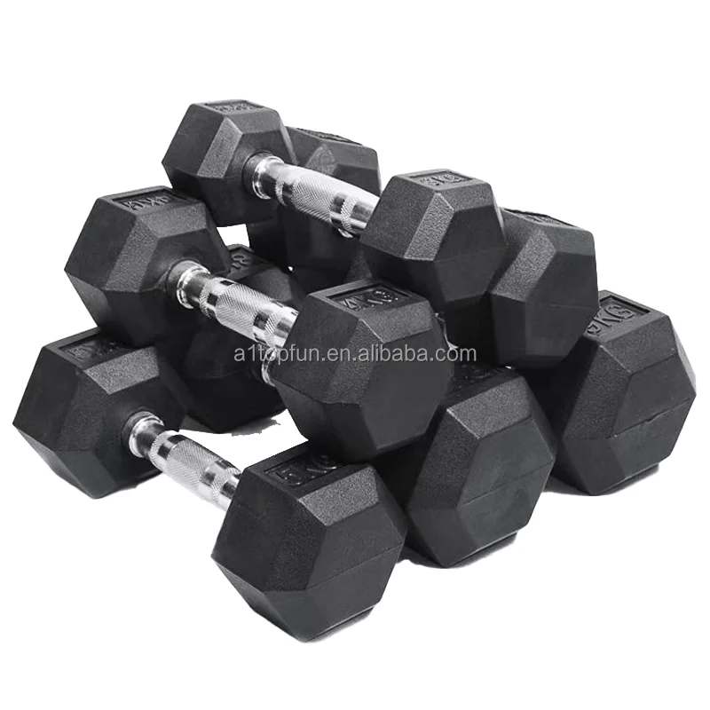 Wholesale Gym Equipment Rubber Hex Dumbells Weights Set 20kg 50kg Men Unisex 20kg Dumbbell Set
