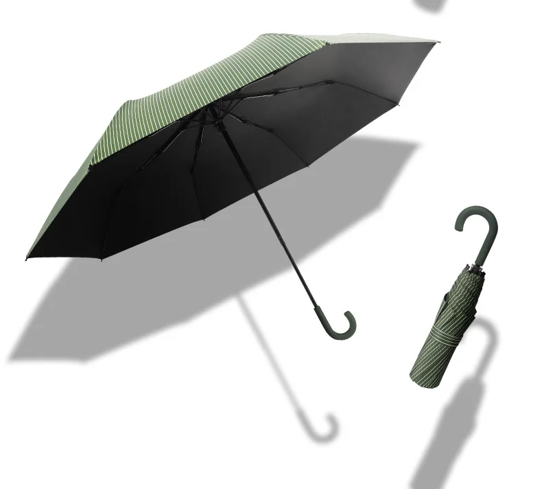 Small fresh J-handle rain umbrella vinyl sunshade folding uv protection umbrella