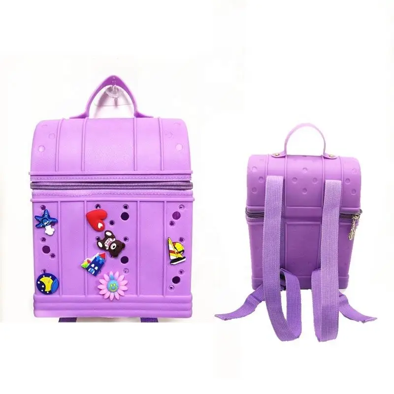 2024 New Design Wholesale Cute Shoe Charms Blue Color Other Backpacks Foldable Custom Backpack Silicone Bag