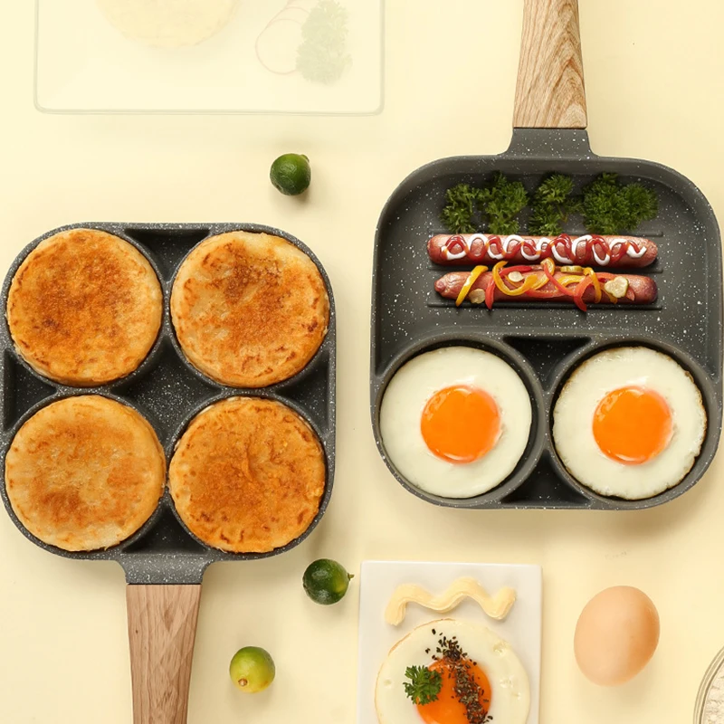 Japanese Heat Resistance 4 Hole 2 Hole aluminum nonstick cookware sets Bohemian Egg Burger Frying-pan