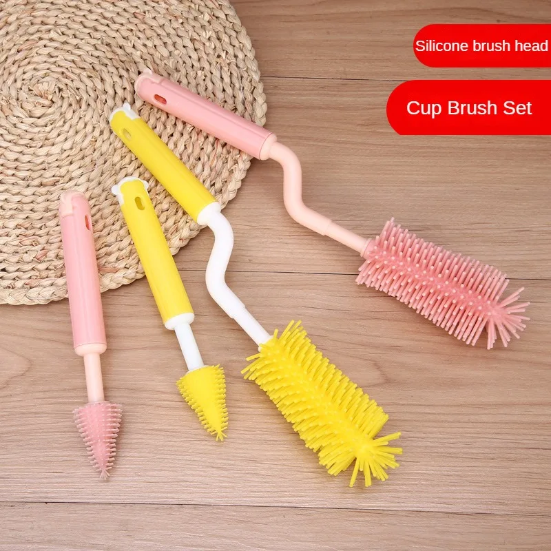 Cleaning Cup Glass Milk Brush Set Bottle Brushes Baby Bottle Cleaner Brush Set For Travel