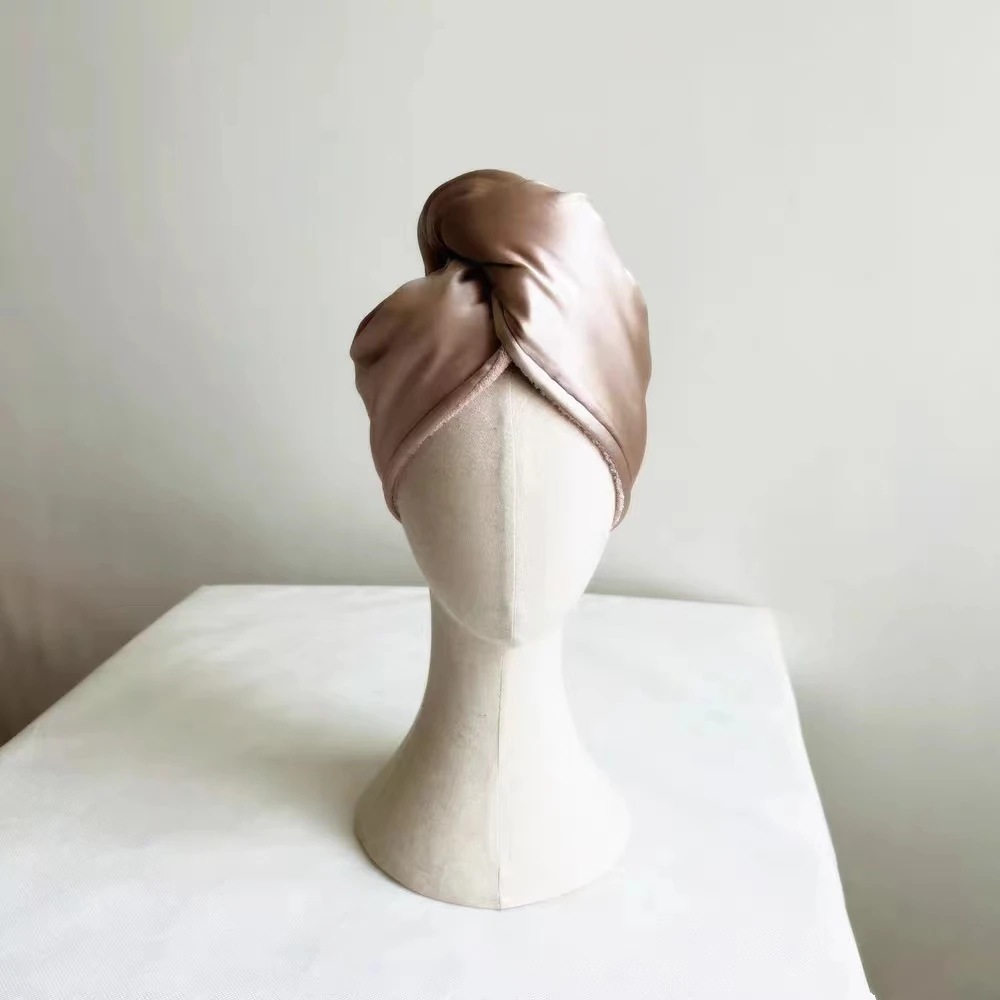 100% pure silk ultrafine fiber fast drying Hair Turban mulbbery silk towel Shower towel head bonnets
