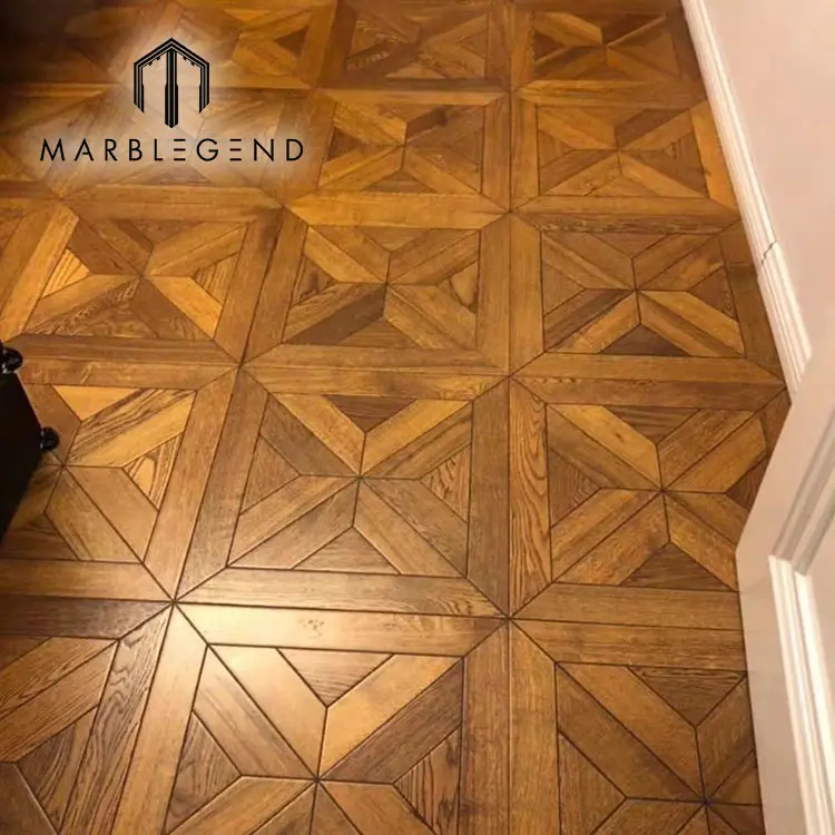 Custom wooden floor parquetry design patterns solid walnut wood parquet flooring for interior decor